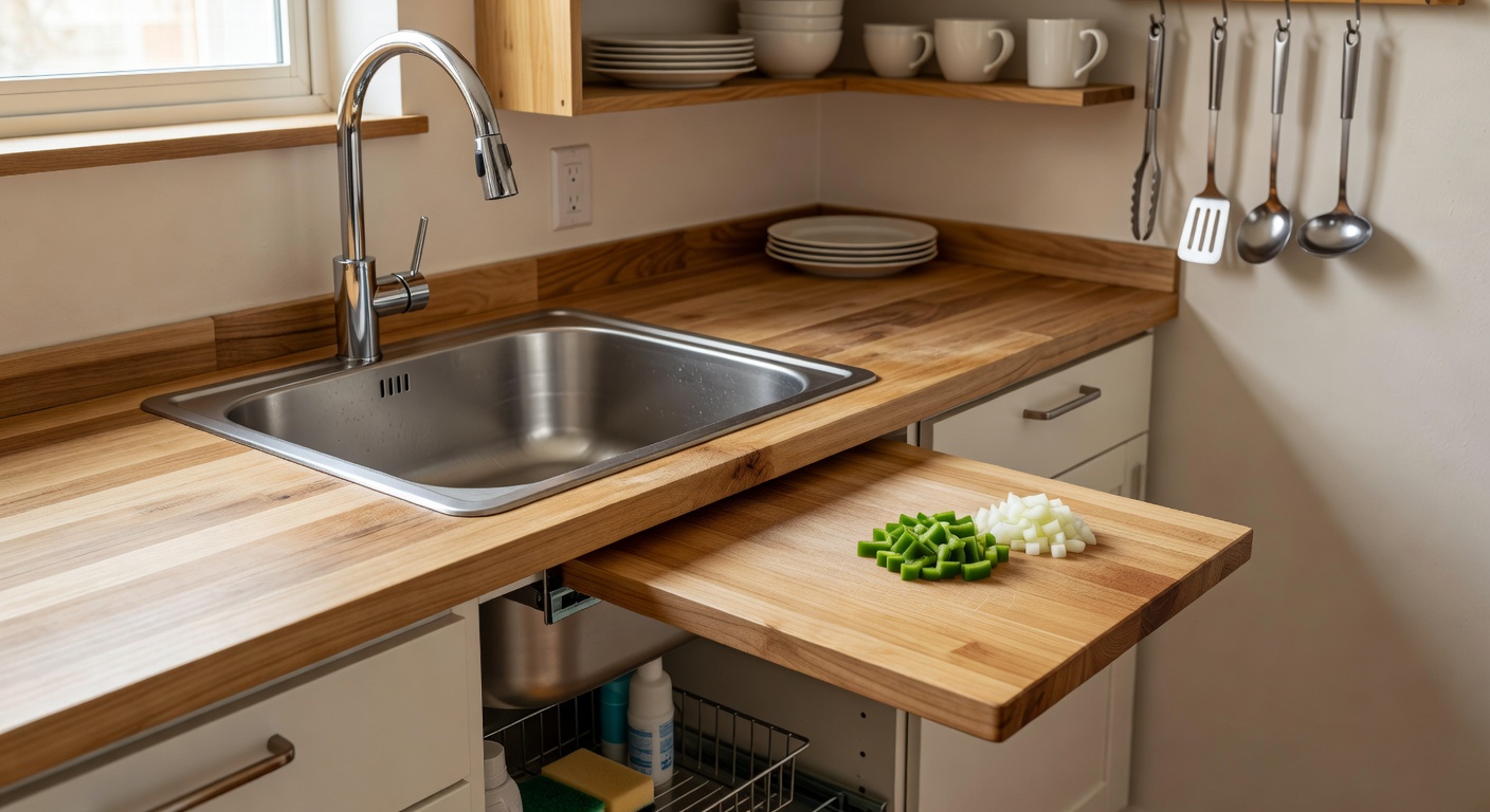 Compact sink area with stylish accessories