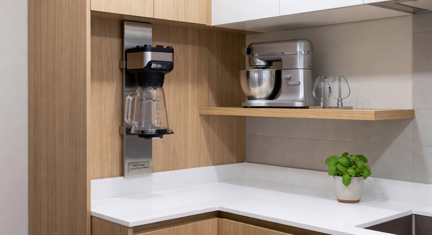 Vertical appliance storage keeping counters completely clear